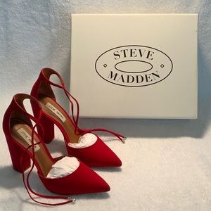 Steve Madden Pampered lace up pump Red Nubuck size 8